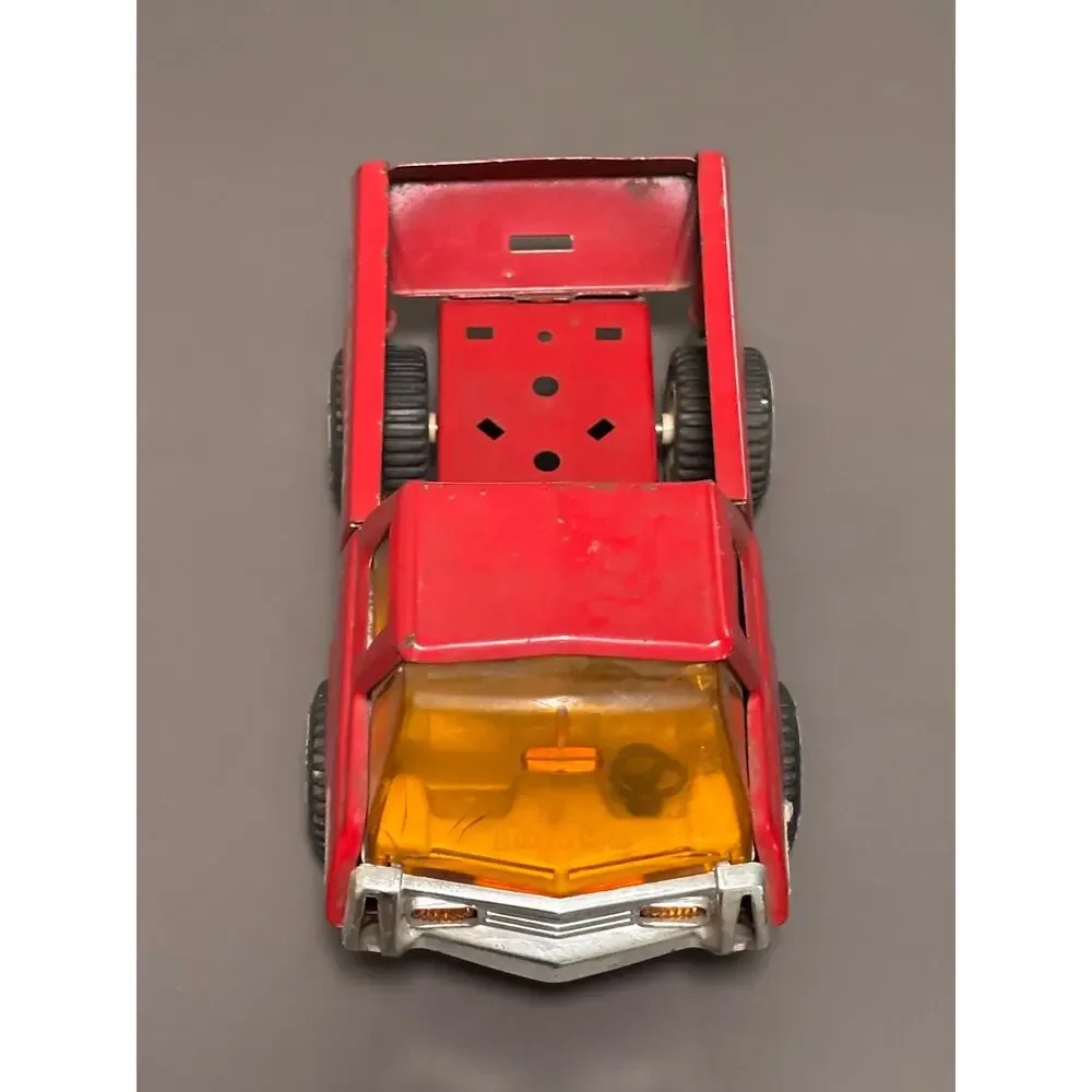 Vintage Tonka Red Tow Truck 24 hour service Interstate Safety Patrol vehicle 9”